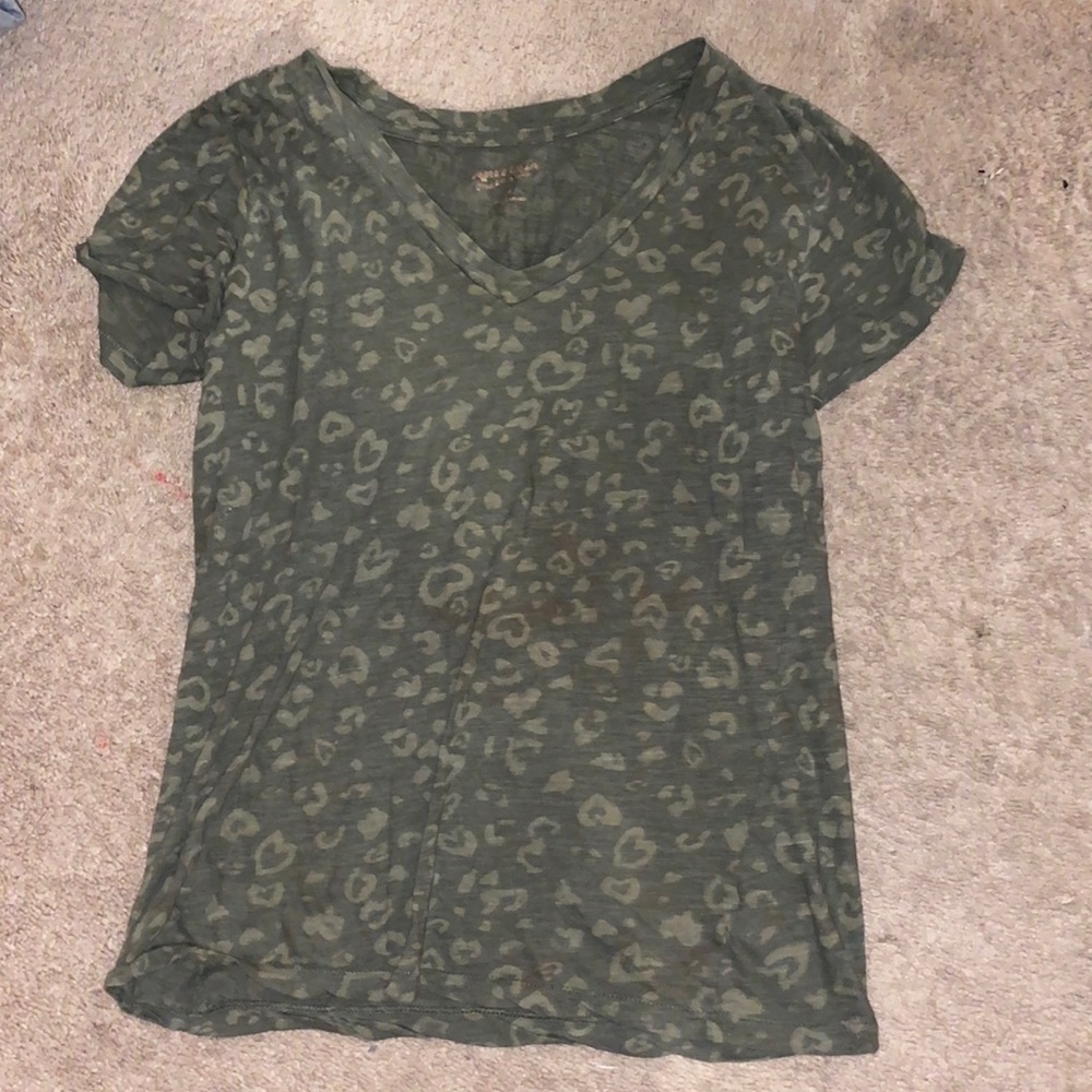 Green leopard print top
